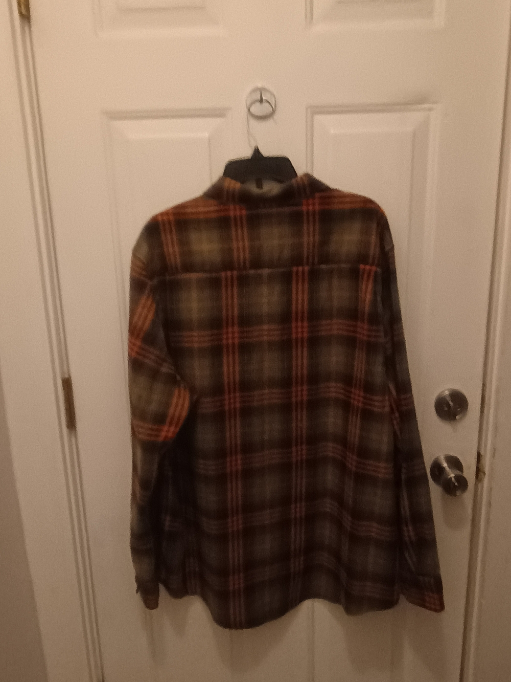 Jockey brand olive green and orange plaid flannel long-sleeve shirt Men XXL - Picture 3 of 9